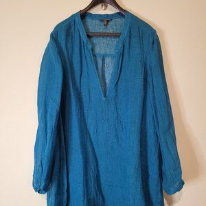 Eileen Fisher Turquoise Long-Sleeve Tunic 2X